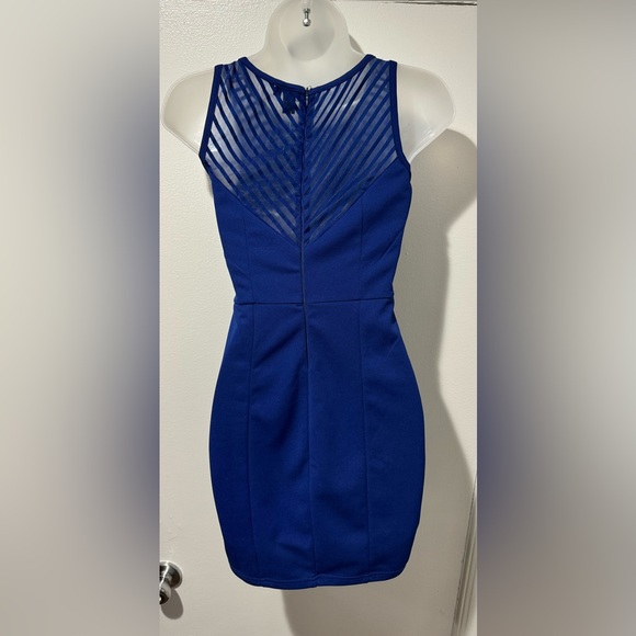 Blue Mesh Mini Dress - Picture 4 of 4
